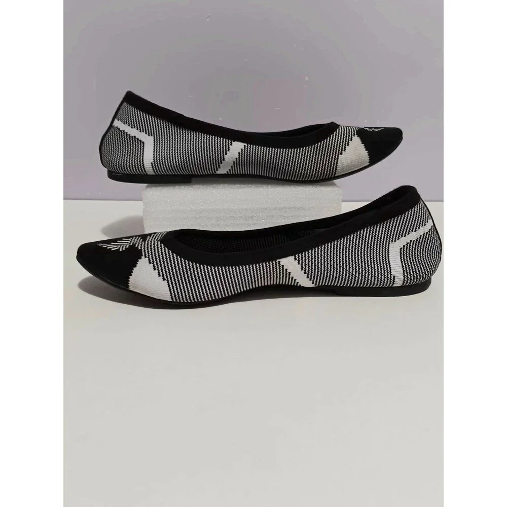 Skechers Cleo-Wham Black Gray Slip On Ballet Flats Shoes Women's Sz 6.5